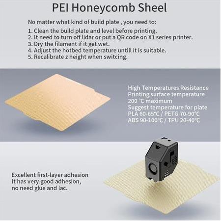 Creality K1-K1C-Ender3-S1 Ender5-S1 Çift Taraflı Bal Peteği Pei Kaplı Yay Çeliği Tabla-235x235mm