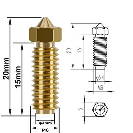 Anycubic Kobra 3 Uyumlu  Pirinç Nozzle(0.6mm)